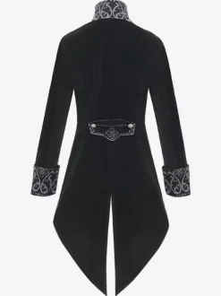 Noir Vintage Top Vintage Boutons Manches Longues Polyester Polyester Pardessus Rétro Costumes Pour Homme Bourgogne