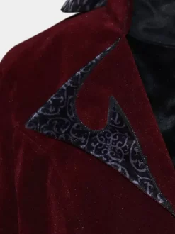 Noir Vintage Top Vintage Boutons Manches Longues Polyester Polyester Pardessus Rétro Costumes Pour Homme Bourgogne