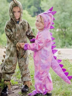 Noël Cadeau Enfants Costumes Rose Violet Dinosaure Polyester Combinaison Costume De Vacances Halloween