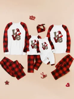 Noël Famille Pyjama Enfant Adulte Motif de Noël Top Pantalon 2 Pièces Cadeau Noël