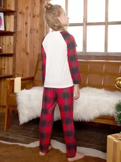 Noël Famille Pyjama Enfant Adulte Motif de Noël Top Pantalon 2 Pièces Cadeau Noël