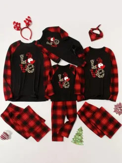 Noël Famille Pyjama Enfant Adulte Motif de Noël Top Pantalon 2 Pièces Cadeau Noël