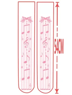Note de musique Sweet Lolita chaussettes roses imprimées Lolita Stocking Déguisements Halloween