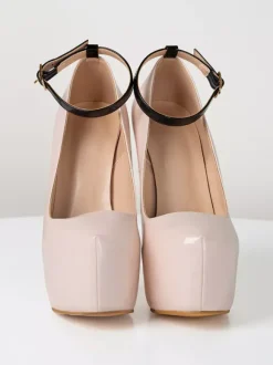 Nude Sexy Chaussures Femmes Plateforme Amande Cheville Strap Pompes Talons Hauts