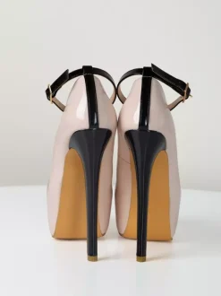 Nude Sexy Chaussures Femmes Plateforme Amande Cheville Strap Pompes Talons Hauts