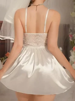 Nuisette de mariée blanche à n艙uds et dos nu