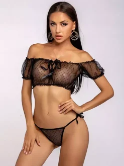 Nuisette Pour Femme Nude Lingerie Sexy Transparente Plissée