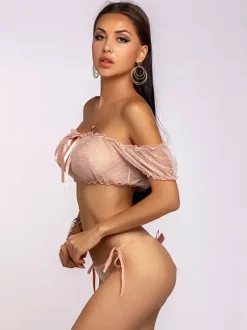 Nuisette Pour Femme Nude Lingerie Sexy Transparente Plissée