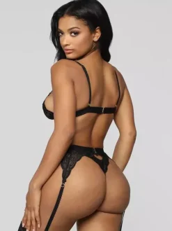 Nuisettes Lingerie Sexy Femme Ensembles Deux Pièces Taille Haute avec Bretelles à Col Décolleté Unicolore