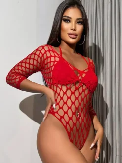 Nuisettes rouges découpées en lingerie pour femmes