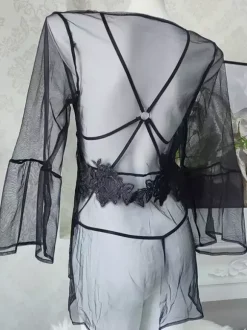 Nuisettes de mariée en dentelle blanche nuisettes sexy en résille transparente pour femmes