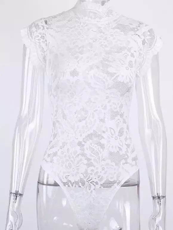 Nuisettes Femme Lingerie Sexy Creusante à Col Montant Coupe Cintrée Unicolore
