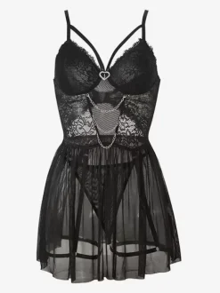 Nuisettes sexy en dentelle semi-transparentes rouges pour tous les jours