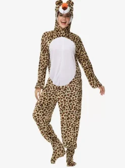 Onesie Kigurumi Pyjama Animal Adulte Léopard Polyester Combinaison Kigurumi Costumes
