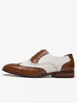 Oxfords chaussures pour hommes moderne bout rond sangle réglable en cuir PU bouts d'ailes Chaussures de Mariage Soirée