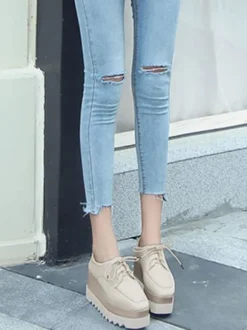 Oxfords élégants bout rond Synthétique cuir avant en dentelle Synthétique caoutchouc bout rond Oxfords chaussures