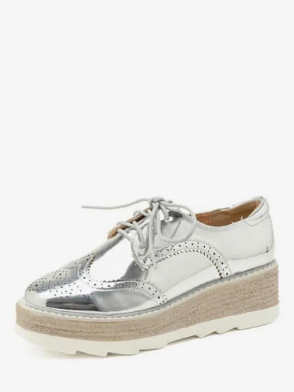 Oxfords noirs femmes bout carré en cuir Synthétique à lacets chaussures décontractées à plateforme