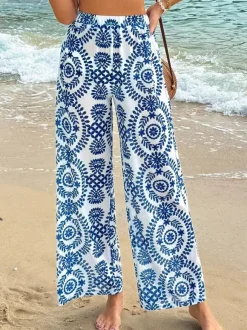 Pantalon bleu taille haute