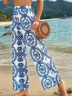 Pantalon bleu taille haute
