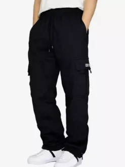 Pantalon cargo décontracté pour homme coupe droite surdimensionné taille naturelle avec poches