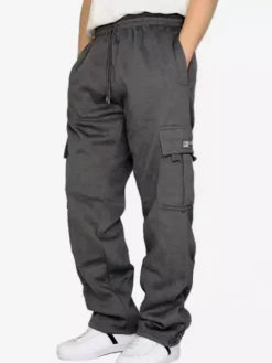 Pantalon cargo décontracté pour homme coupe droite surdimensionné taille naturelle avec poches