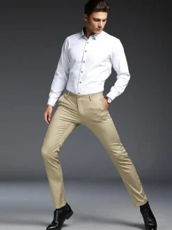 Pantalon décontracté pour homme coupe slim coupe droite tenue de soirée pantalon épais en velours