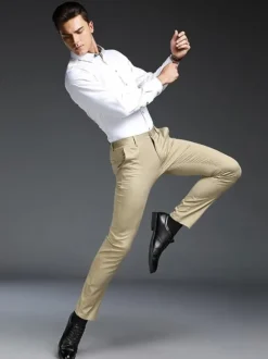 Pantalon décontracté pour homme coupe slim coupe droite tenue de soirée pantalon épais en velours