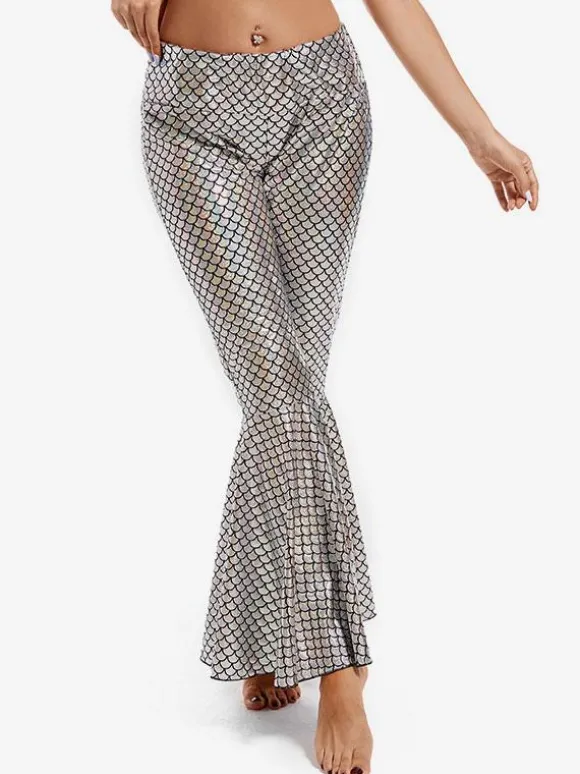 Pantalon de danse du ventre argenté pour adultes ensemble d'halloween en Polyester vêtements de danse Sexy pour femmes