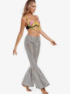 Pantalon de danse du ventre argenté pour adultes ensemble d'halloween en Polyester vêtements de danse Sexy pour femmes