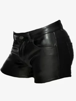 Pantalon en cuir PU noir Vintage slim rétro Costumes rétro pour hommes