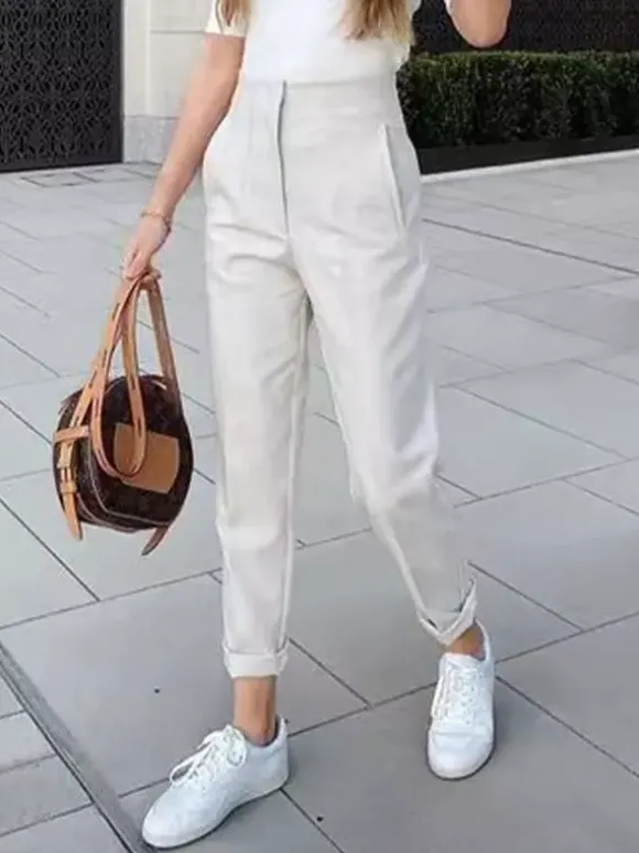 Pantalon kaki taille haute