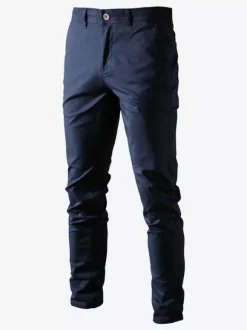 Pantalon pour homme décontracté taille naturelle pantalon droit pour homme avec poches