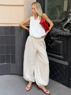 Pantalon ballon à taille élastique pour femme 2026
