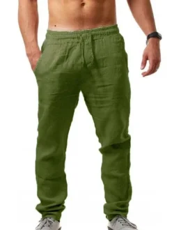 Pantalon Homme Chic Taille Naturelle Droite Kaki Pantalon Homme