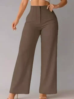 Pantalon kaki taille haute