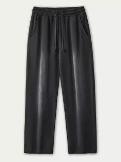 Pantalon large en coton délavé pour homme pantalon décontracté à jambe droite avec cordon de serrage