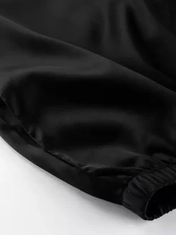 Pantalon large en satin à volants et taille élastique pour femme pantalon décontracté