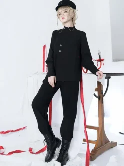 Pantalon Lolita Gothique Style Ouji Pantalon Lolita Droit Noir