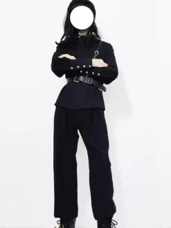 Pantalon Lolita Gothique Style Ouji Pantalon Lolita Droit Noir