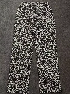 Pantalon marron taille haute imprimé léopard