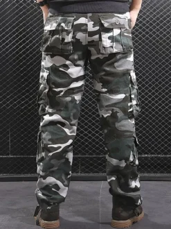 Pantalon Pour Homme Camouflage Taille Naturelle Pantalon Cargo Droit Pantalon Gris