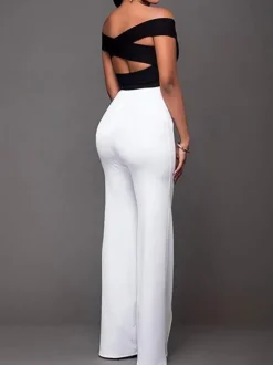 Pantalons Femmes Décontractés Longs Coupe Cintrée à Zip Décors avec Boutonnages Unicolore