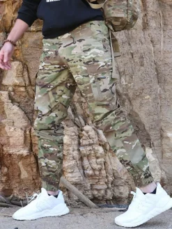 Pantalons pour hommes Casual Camouflage irrégulier Taille naturelle Coupe fuselée Camouflage Pantalons pour hommes