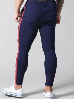 Pantalons pour hommes Pantalons de survêtement décontractés à blocs de couleurs Pantalons de survêtement bleu marine foncé