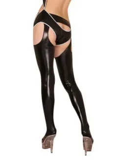 Pantalons de zentaï noirs métallisés creux à l'entrejambe Déguisements Halloween