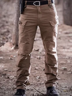 Pantalons pour hommes Pantalons longs kaki décontractés à taille naturelle irrégulière