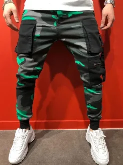 Pantalons pour hommes Pantalons de camouflage décontractés pour hommes jaunes