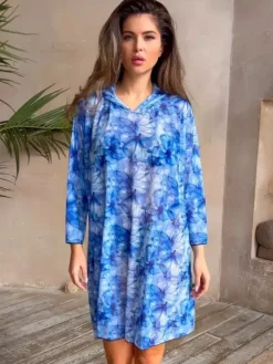 Paréo jaune à manches longues et imprimé géométrique robe courte en résille maillot de bain d'été pour la plage