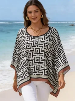 Paréos d'été bleus en polyester pour femmes
