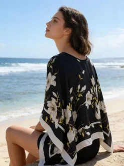 Paréos d'été en polyester bleu pour femmes